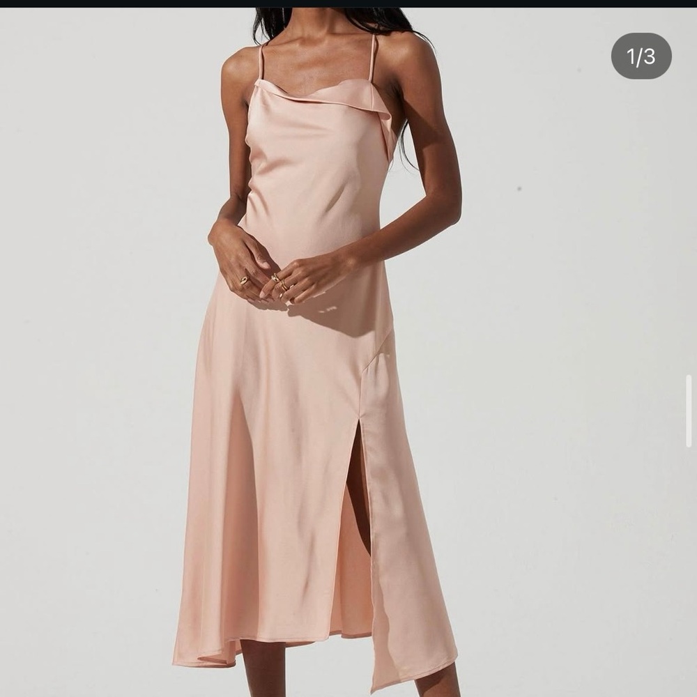 ASTR The Label Cowl Slip Midi Dress Blush
